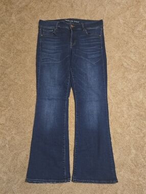 American Eagle Outfitters Women’s Dark Blue Kick Boot Flare Jeans Size 16 Long